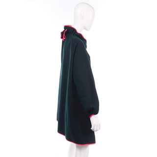 Vintage Green Geoffrey Beene Coat With Pink Red Trim full