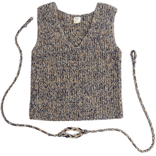 Vintage Geoffrey Beene Wool Knit Sleeveless Sweater With Belt excellent
