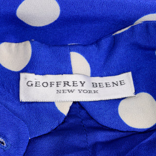 Blue & White Polka Dot Silk Geoffrey Beene New York Vintage Dress
