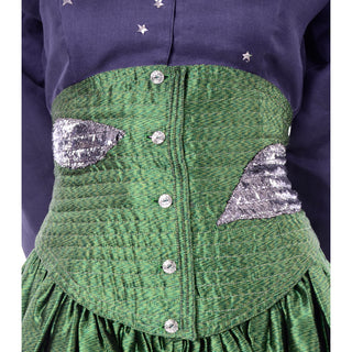 Unique Geoffrey Beene Vintage Green High Waisted Skirt & Blue Star Top 2 pc Dress