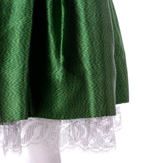 Geoffrey Beene Vintage Green High Waisted Skirt & Blue Star Top 2 pc Dress Lace hem