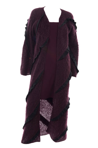 F/W 1999 Geoffrey Beene burgundy alpaca and wool coat and mini dress at Modig