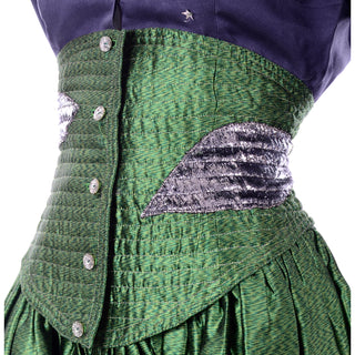 Original Geoffrey Beene Vintage Green High Waisted Skirt & Blue Star Top 2 pc Dress