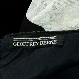  Geoffrey Beene Vintage Black Velvet Dress w Lace Poet Sleeves Rare 1960s