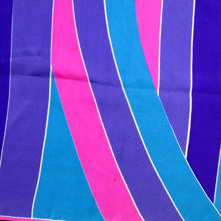 1960s Gold-Piece Collection Vera Neumann Pink, Purple & Teal Geometric Striped Scarf