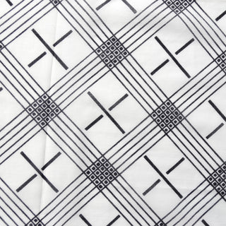 1970s Black & White Geometric Design Cotton Scarf