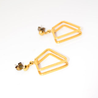 1980s Geometric Kite Box Drop Earrings