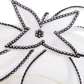 2000s George Zamau'l Couture Vintage Black & White Rhinestone Hat Dramatic design