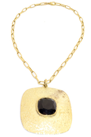 Gerard Yosca Gold Tone Pendant Necklace w Black Gem