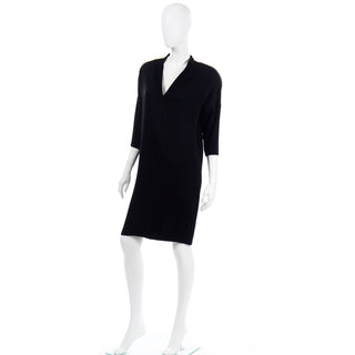1980s Gianfranco Ferre Vintage Black Evening Dress W Low V Back