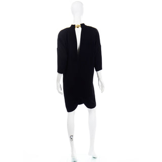 80s 1980s Gianfranco Ferre Vintage Black Evening Dress W Low V Back