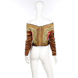 1989 Gianfranco Ferre Deadstock Vintage Tiger Fur Stripe Off Shoulder Top