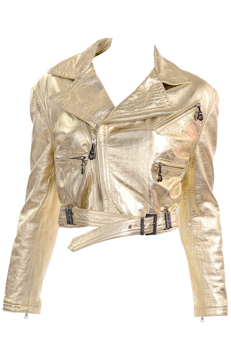 Golden Rules Embossed Leather Jacket