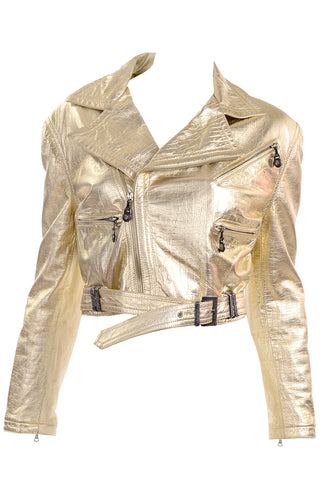 F/W 1994/95 Gianni Versace Embossed Gold Leather Moto Jacket