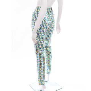1990s Versace Jeans Couture Stylized Olive Print Pants Size 29