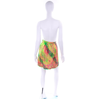 1994 Gianni Versace Silk Scarf Print Skirt in Yellow, Green and Pink Red