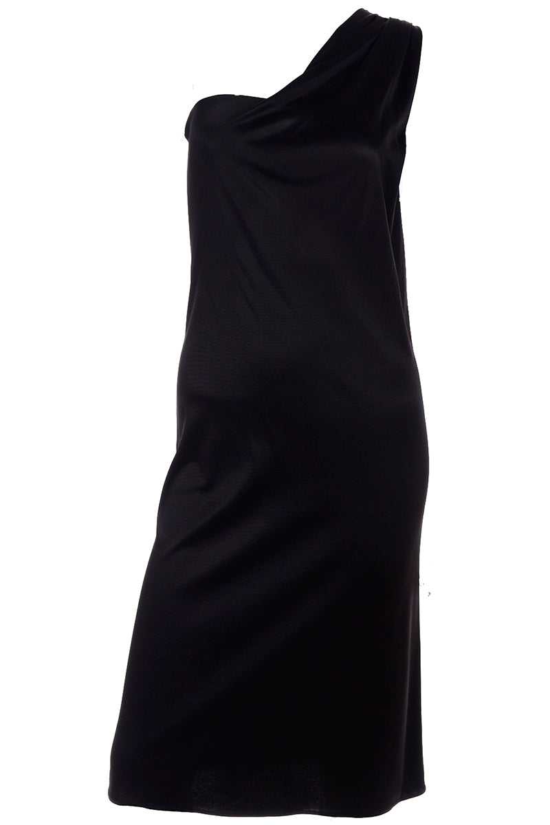 1998 Gianni Versace Vintage Black Dress W One Shoulder & Medusa Head Buckle 1998 Gianni Versace Vintage Black Dress W One Shoulder & Medusa Head Buckle