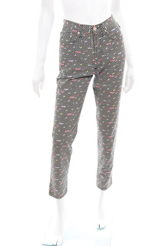 1990s Versace Jeans Couture Black & White Check Pants w/ Colorful Monogram
