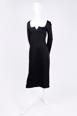 Slit neckline Gianni Versace Couture vintage black dress