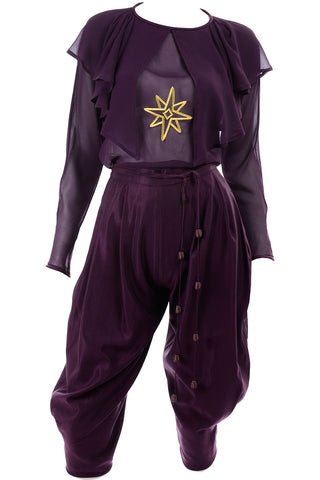 1981 Gianni Versace Purple Silk Pants Outfit