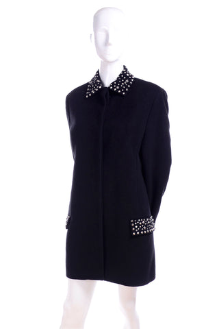 Black Studded collar Gianni Versace cashmere blend jacket