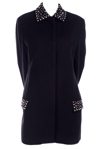 Gianni Versace black angora wool cashmere jacket