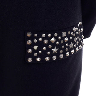 1990s Gianni Versace Jacket in Angora Wool Cashmere Blend w/ Medusa Head Studs
