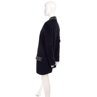 1990s Gianni Versace Jacket in Angora Wool Cashmere Blend w/ Medusa Head Studs