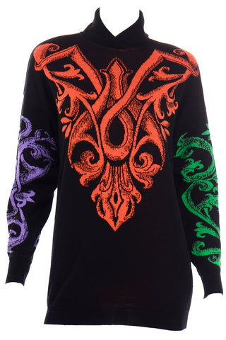 Gianni Versace Vintage Baroque Design Multi Color Sweater
