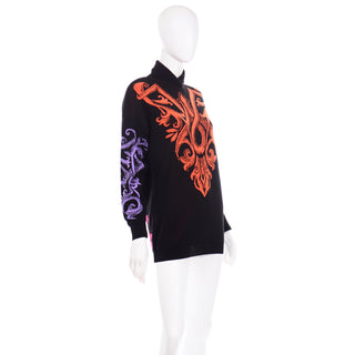 Gianni Versace Vintage Baroque Design Multi Color Pullover Sweater