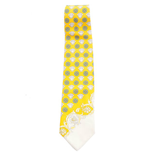 Gianni Versace vintage 90's yellow silk tie with medusa faces