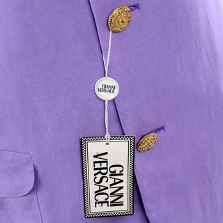 S/S 1993 Gianni Versace Purple Linen & Silk Mens Blazer Jacket