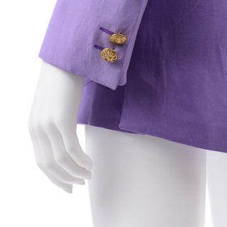 S/S 1993 Gianni Versace Purple Linen & Silk Mens Blazer Jacket