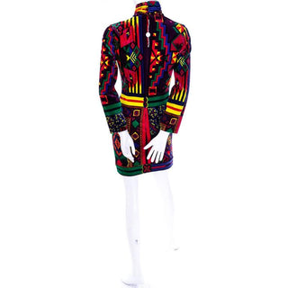 NWT 1990s Gianni Versace Vintage Dress in Bold Abstract Pattern Velvet Size 2 - Dressing Vintage