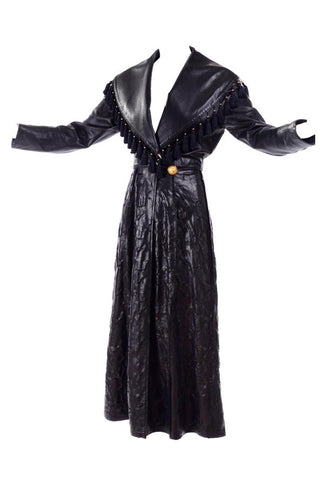 Gianni Versace black leather long coat