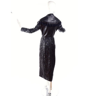 1980s Gianni Versace black leather long coat