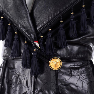 Gianni Versace long leather tassel coat