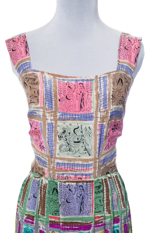 RARE Gilbert Adrian 2 piece silk dress and wrap top native novelty print SOLD - Dressing Vintage