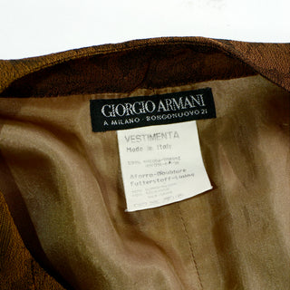 Vintage 1990s Giorgio Armani Brown Silk Lined Skirt & Jacket Suit Vestimenta