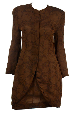 Vintage 1990s Giorgio Armani Brown Silk Lined Skirt & Jacket Suit