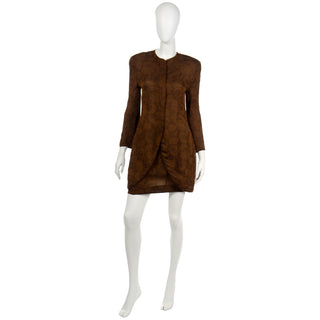 Vintage 1990s Giorgio Armani Brown Silk Lined Skirt & Jacket Suit luxurious