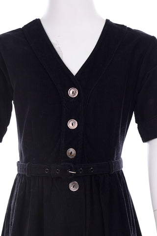 Vintage Girls Youngland Fine Rale Black Corduroy Childs Dress