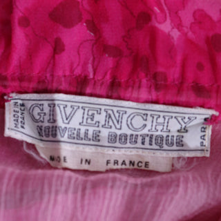 1970s Givenchy Pink Watercolor Silk Sheer Dress w Low Back Made in France