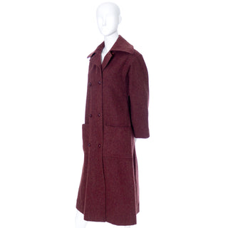 1970s Givenchy Nouvelle Boutique Coat in Burgundy Alpaca Wool made in France