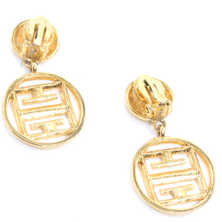 Givenchy Vintage Gold Drop Logo Earrings signed