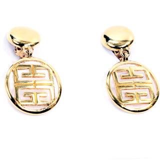 Givenchy Vintage Gold Drop Logo Earrings 1980s