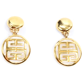 1980s Givenchy Vintage Gold Drop Logo Earrings