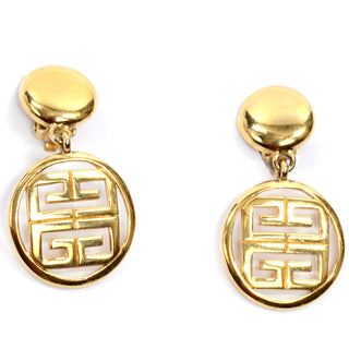Givenchy Vintage Gold Drop Logo Earrings 80s