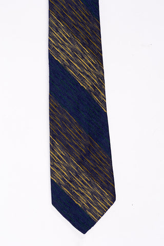 Les Cravates de Givenchy Blue Gold Striiped Necktie