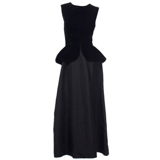 Vintage Couture Givenchy Dress Black Velvet & Taffeta Evening Gown sz 10